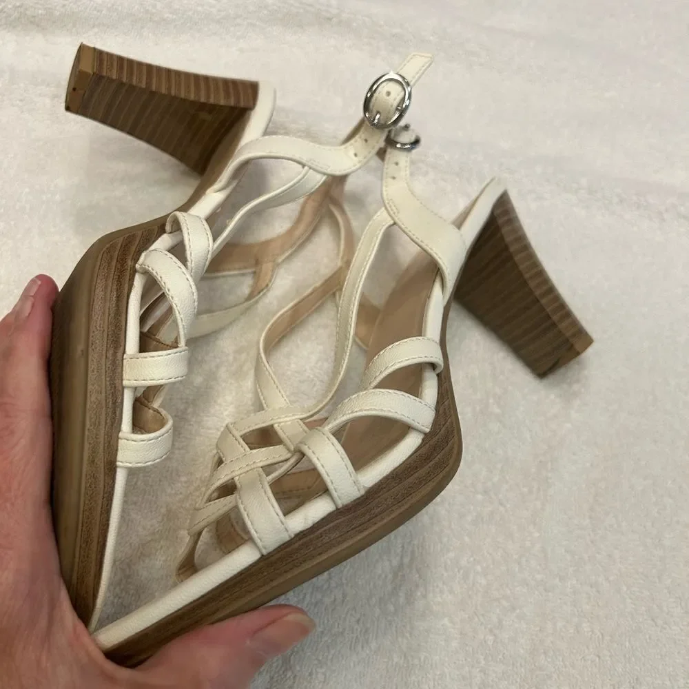 SO Cream Strappy Sandals with Ankle Buckle
